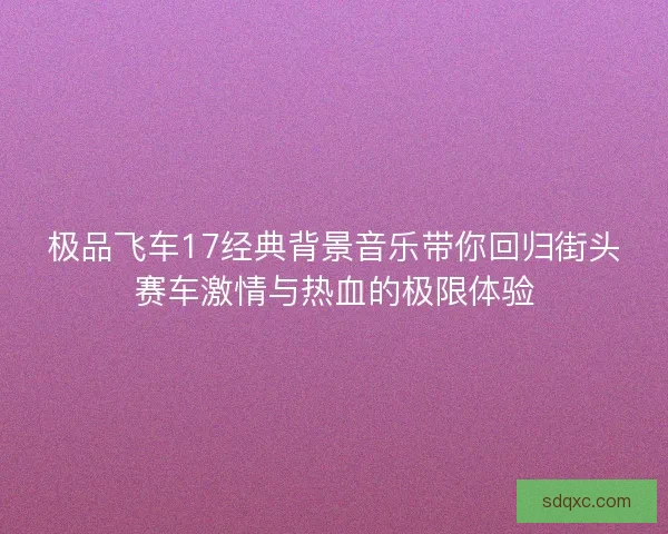 极品飞车17经典背景音乐带你回归街头赛车激情与热血的极限体验 极品飞车17经典背景音乐带你回归街头赛车激情与热血的极限体验