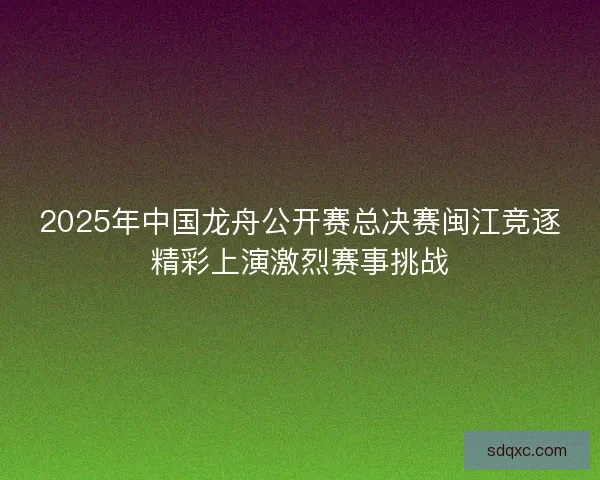 2025年中国龙舟公开赛总决赛闽江竞逐精彩上演激烈赛事挑战 2025年中国龙舟公开赛总决赛闽江竞逐精彩上演激烈赛事挑战