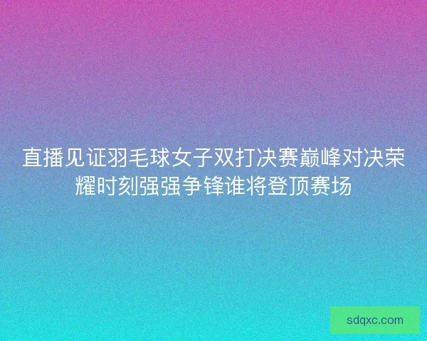 直播见证羽毛球女子双打决赛巅峰对决荣耀时刻强强争锋谁将登顶赛场