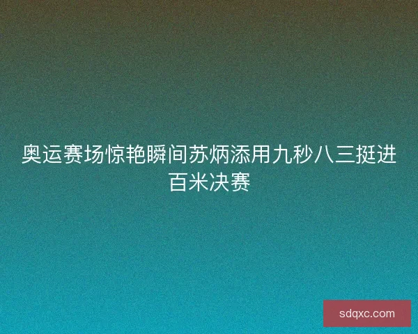 奥运赛场惊艳瞬间苏炳添用九秒八三挺进百米决赛