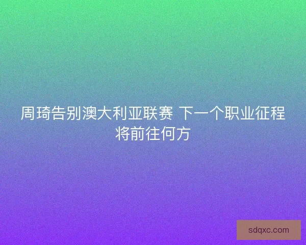 周琦告别澳大利亚联赛 下一个职业征程将前往何方